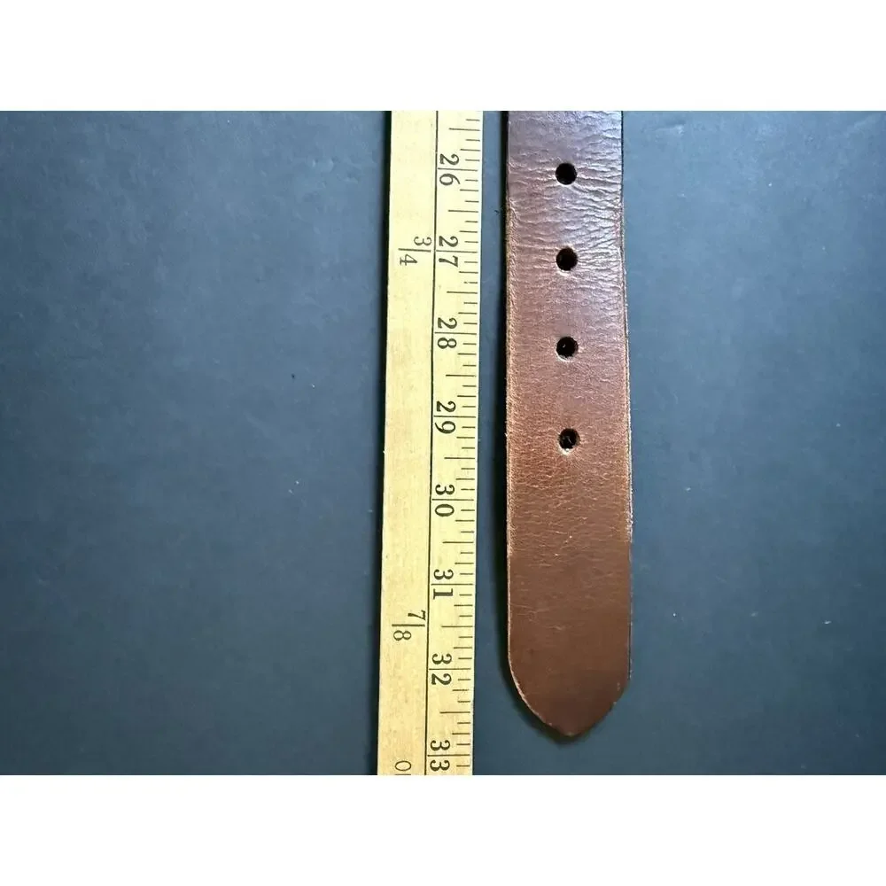 Womens Brown Leather Belt Size 28 Brass Buckle Casual Cowboy Boho Western